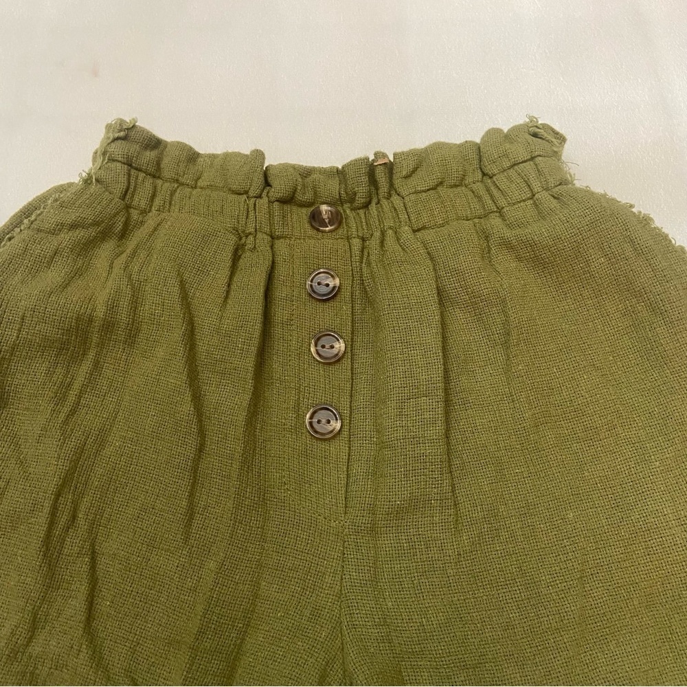Something Navy Ryan Paperbag Shorts Green Hgh Waist Button Front S 2226 - Picture 4 of 10